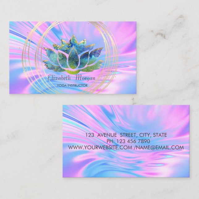 Tarjeta De Visita Elegante profesional de moda, Gold Circles Lotus (Anverso / Reverso)