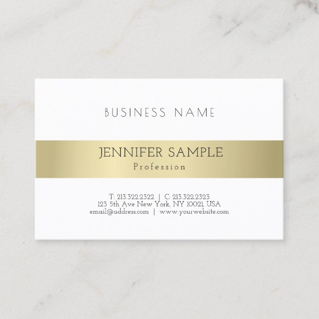 Tarjeta De Visita Elegante profesional de oro Aspecto sencillo y mod (Anverso)