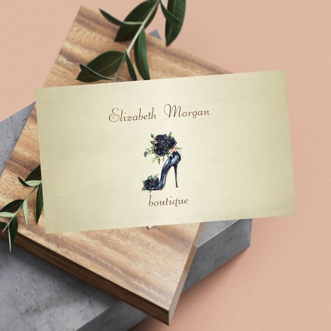 Tarjeta De Visita Elegante profesional de tacones altos Rosas negros (Subido por el creador)
