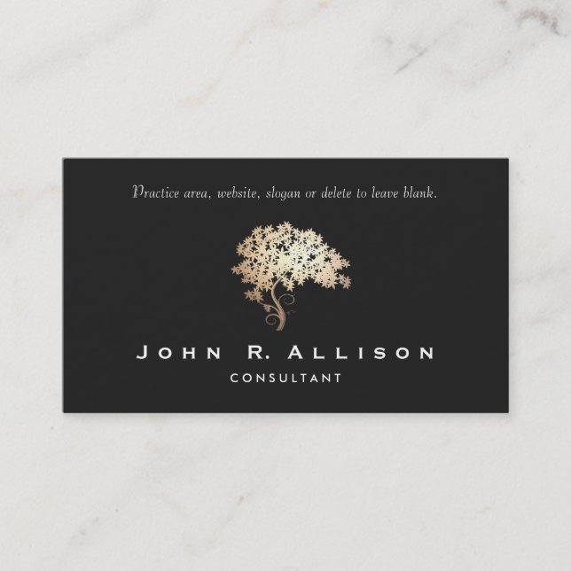 Tarjeta De Visita Elegante Profesional del Árbol de Oro (Anverso)