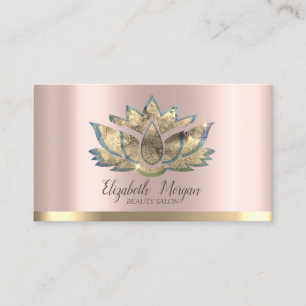 Tarjeta De Visita Elegante Profesional Dorado Loto Rosa Dorado