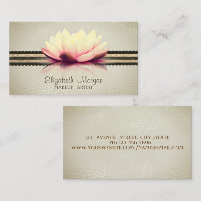 Tarjeta De Visita Elegante Profesional Elegante Moderno,Lotus (Anverso / Reverso)
