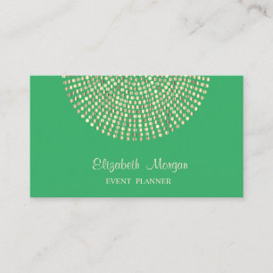 Tarjeta De Visita Elegante Profesional Elegante, Verde,Dots Dorados