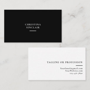 Tarjeta De Visita Elegante Profesional Empresarial Negro Chic