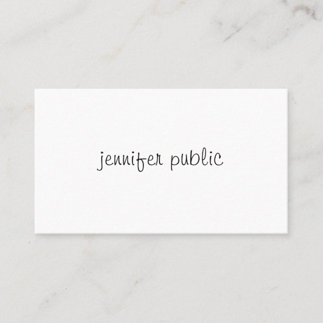 Tarjeta De Visita Elegante Profesional Escrito A Mano Simple Moderno (Anverso)