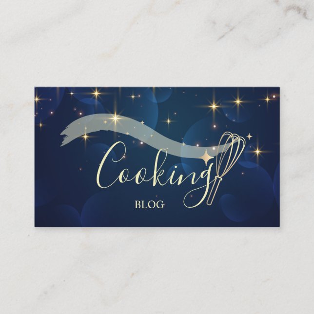Tarjeta De Visita Elegante Profesional, Estrellas De Oro, Whisk, Coc (Anverso)