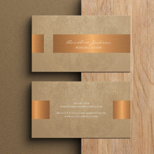 Tarjeta De Visita Elegante profesional falso beige metálico dorado