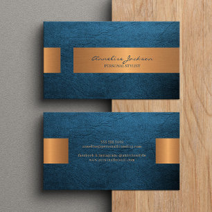 Tarjeta De Visita Elegante profesional falso metálico dorado azul re