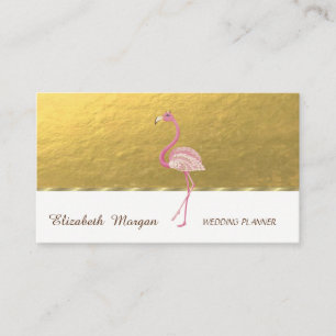Tarjeta De Visita Elegante Profesional,Falso Oro, Flamenco Rosa