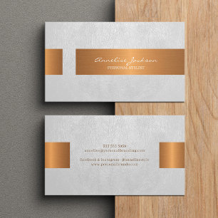 Tarjeta De Visita Elegante profesional falso oro metálico blanco