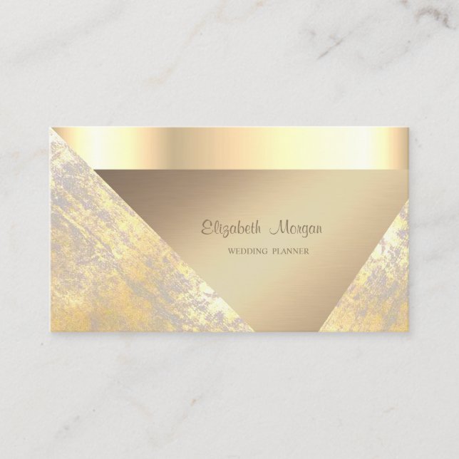 Tarjeta De Visita Elegante Profesional Faux Gold Geométrico (Anverso)
