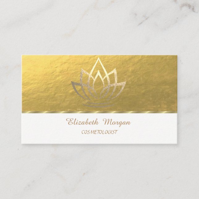 Tarjeta De Visita Elegante profesional,Faux Gold Lotus (Anverso)
