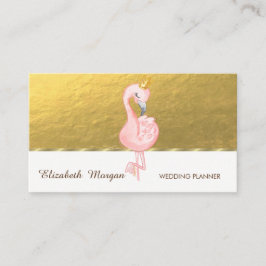 Tarjeta De Visita Elegante Profesional, Faux Gold, Pink Flamingo Cro