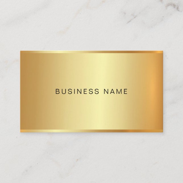 Tarjeta De Visita Elegante profesional Glamoroso Oro Moderno Llanura (Anverso)