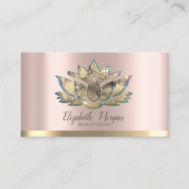 Tarjeta De Visita Elegante Profesional Gold Lotus Rosa Gold Gold (Anverso)