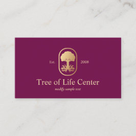 Tarjeta De Visita Elegante Profesional Gold Tree Roots Logo Borgoña