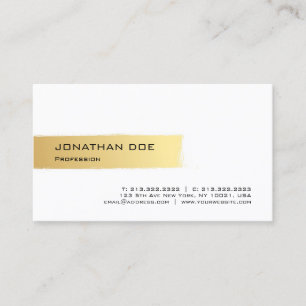 Tarjeta De Visita Elegante profesional Gold White Moderno Guay simpl