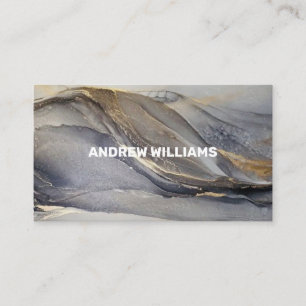 Tarjeta De Visita Elegante profesional Gris Gray Gold Marble geode