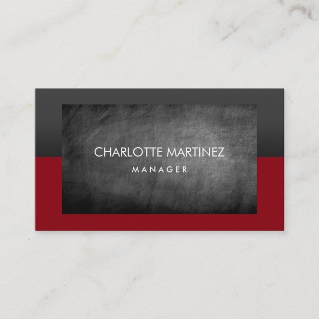 Tarjeta De Visita Elegante Profesional Gris Rojo De Cartón Elegante (Anverso)