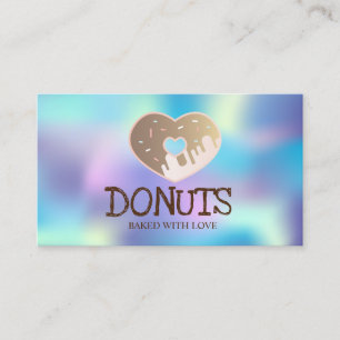 Tarjeta De Visita Elegante Profesional, Holográfico, Donuts, Panader