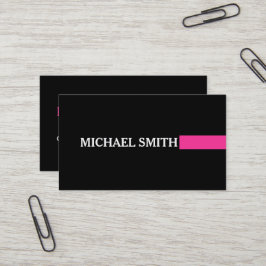 Tarjeta De Visita Elegante profesional Hot Pink Moderno Plain Black