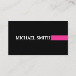 Tarjeta De Visita Elegante profesional Hot Pink Moderno Plain Black