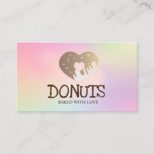 Tarjeta De Visita Elegante Profesional Iridescente, Donas, Panadería