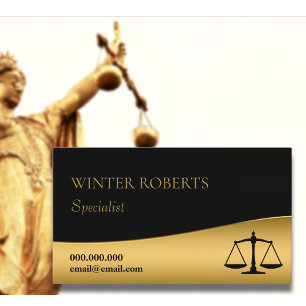 Tarjeta De Visita Elegante profesional legal en negro y oro