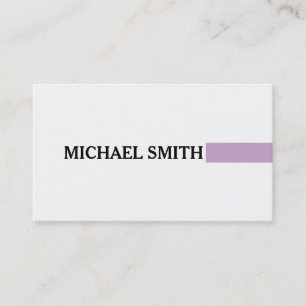 Tarjeta De Visita Elegante profesional Lilac Moderno Llano Blanco