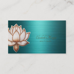 Tarjeta De Visita Elegante profesional loto belleza metálico verde