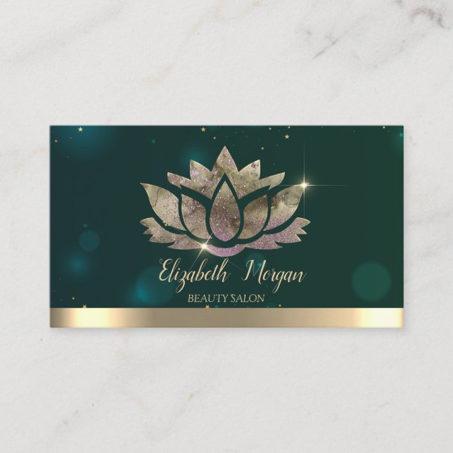 Tarjeta De Visita Elegante Profesional Lotus Green (Anverso)