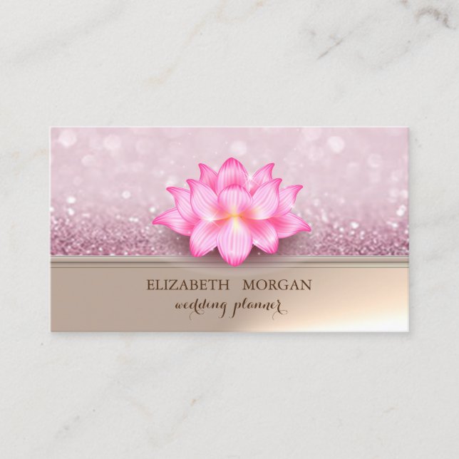 Tarjeta De Visita Elegante profesional Lotus Purpurinas Bokeh (Anverso)