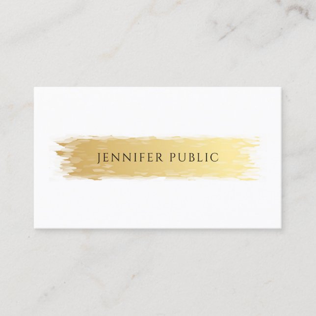 Tarjeta De Visita Elegante Profesional Lujoso Plantilla Gold White (Anverso)