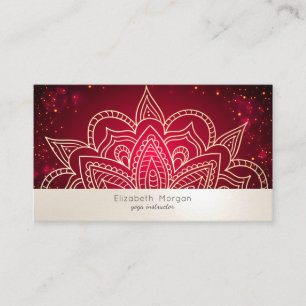 Tarjeta De Visita Elegante profesional Mandala Red Yoga Instructor