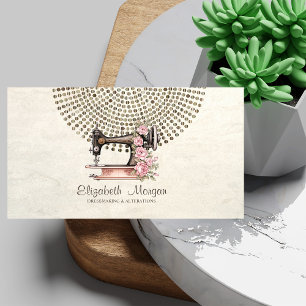 Tarjeta De Visita Elegante profesional,Máquina de coser con puntos d