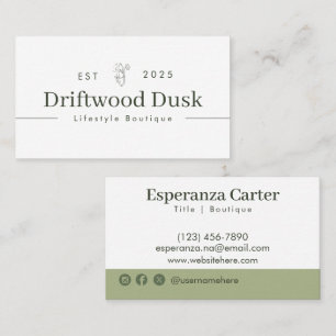 Tarjeta De Visita Elegante profesional Marble Blanco Verde Simple
