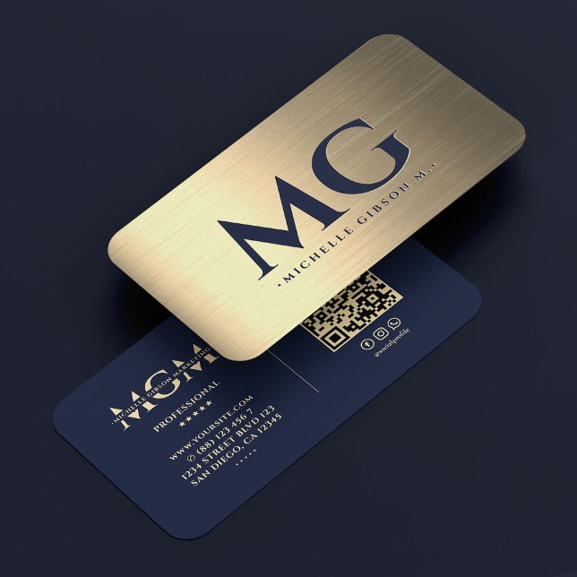 Tarjeta De Visita Elegante profesional Marina Oscura Faux Gold Moder (Professional Elegant Dark Navy Blue Gold Modern Business Card
)