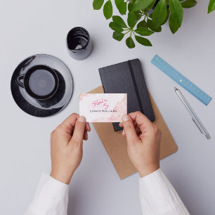 Tarjeta De Visita Elegante Profesional Minimal Rosa Estilista de Pel