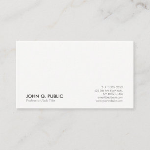 Tarjeta De Visita Elegante profesional minimalista de color blanco g