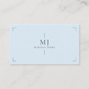 Tarjeta De Visita Elegante Profesional Minimalista Monograma Azul