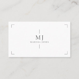 Tarjeta De Visita Elegante Profesional Minimalista Monograma Blanco