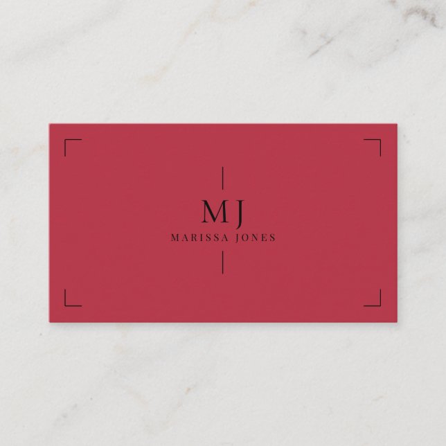 Tarjeta De Visita Elegante profesional Minimalista Monograma rojo (Anverso)