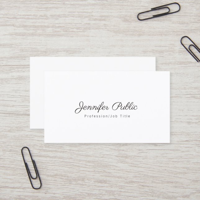 Tarjeta De Visita Elegante profesional Moda simple blanco moderno (Anverso/Reverso In Situ)