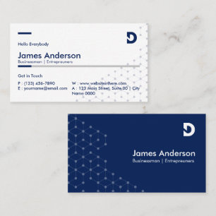 Tarjeta De Visita Elegante Profesional Moderno Azul Marino Blanco Em