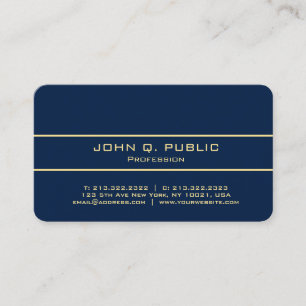 Tarjeta De Visita Elegante Profesional Moderno Azul Y Dorado Lujo