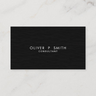 Tarjeta De Visita Elegante profesional Moderno Black Plain Faux Meta