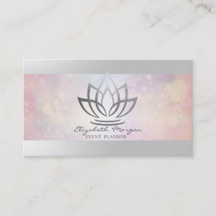 Tarjeta De Visita Elegante Profesional Moderno, Bokeh Silver Lotus
