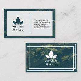 Tarjeta De Visita Elegante Profesional Moderno Botánico Verde y Blan