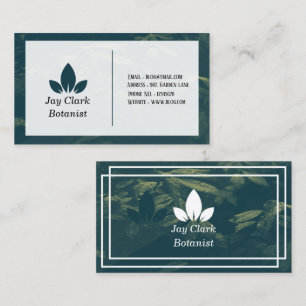 Tarjeta De Visita Elegante Profesional Moderno Botánico Verde y Blan