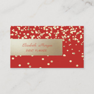 Tarjeta De Visita Elegante Profesional, Moderno, Confeti Dorado, Roj